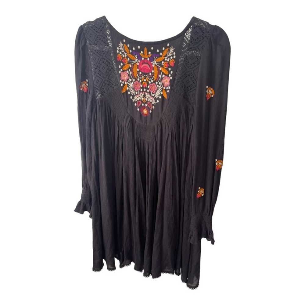Free People Mohave Boho Embroidered Smock Mini Dr… - image 4