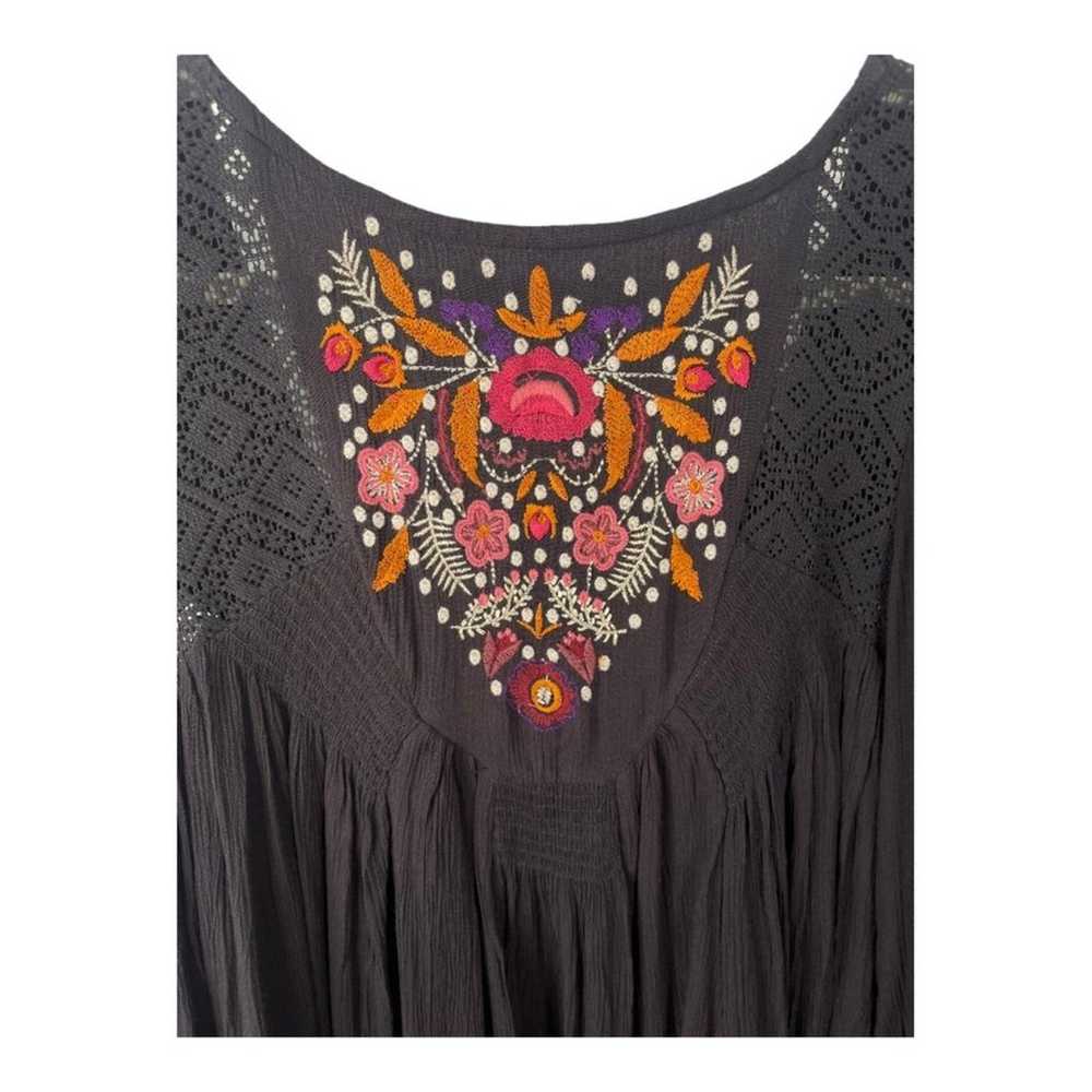 Free People Mohave Boho Embroidered Smock Mini Dr… - image 6