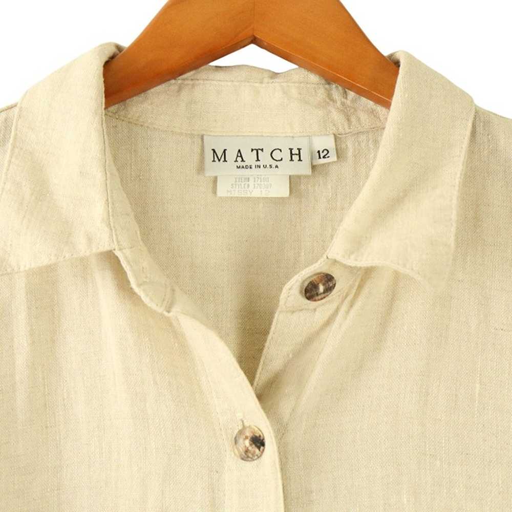 MATCH Beige Linen Tie Back Button Front Long Maxi… - image 3