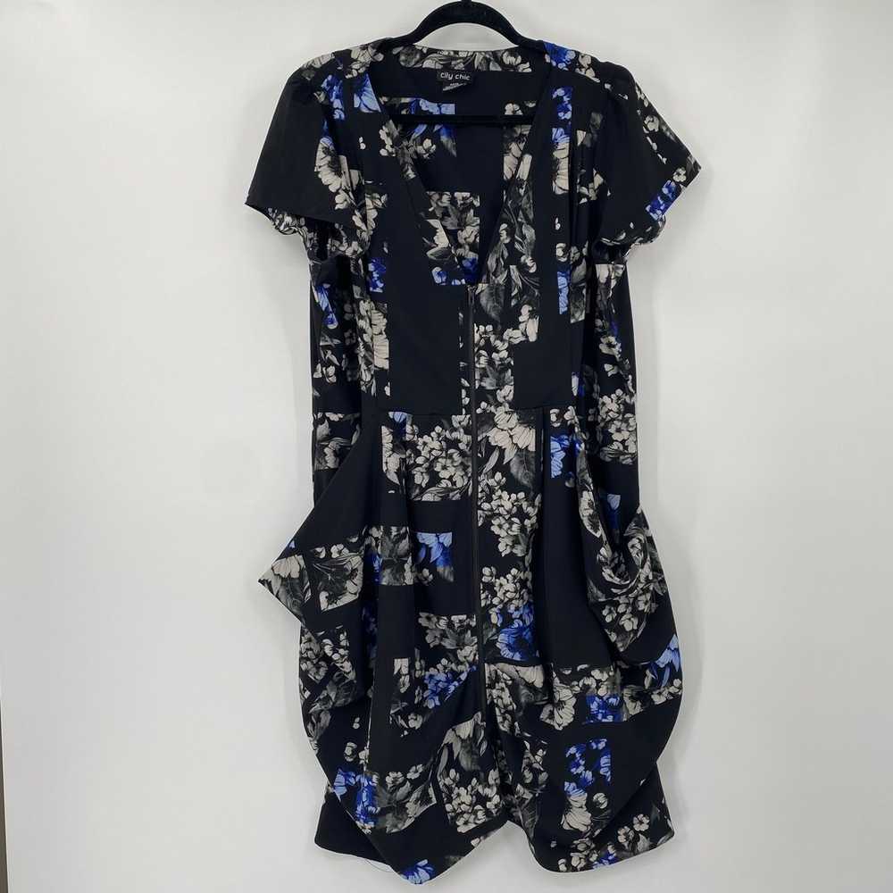 City Chic Floral Print Dress Fit & Flare Full Zip… - image 2