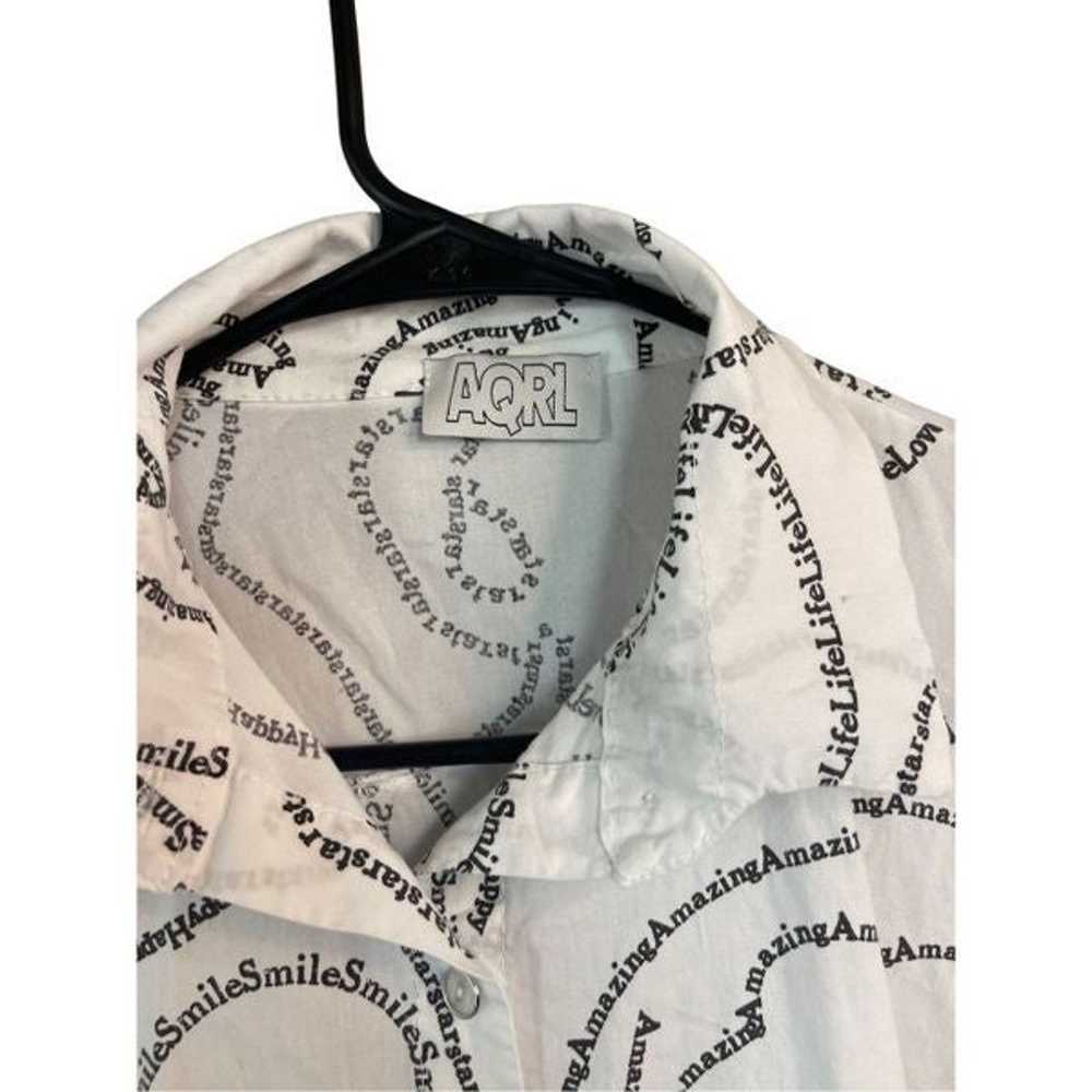 AQRL Cotton Dress Affirmations Black White Button… - image 5