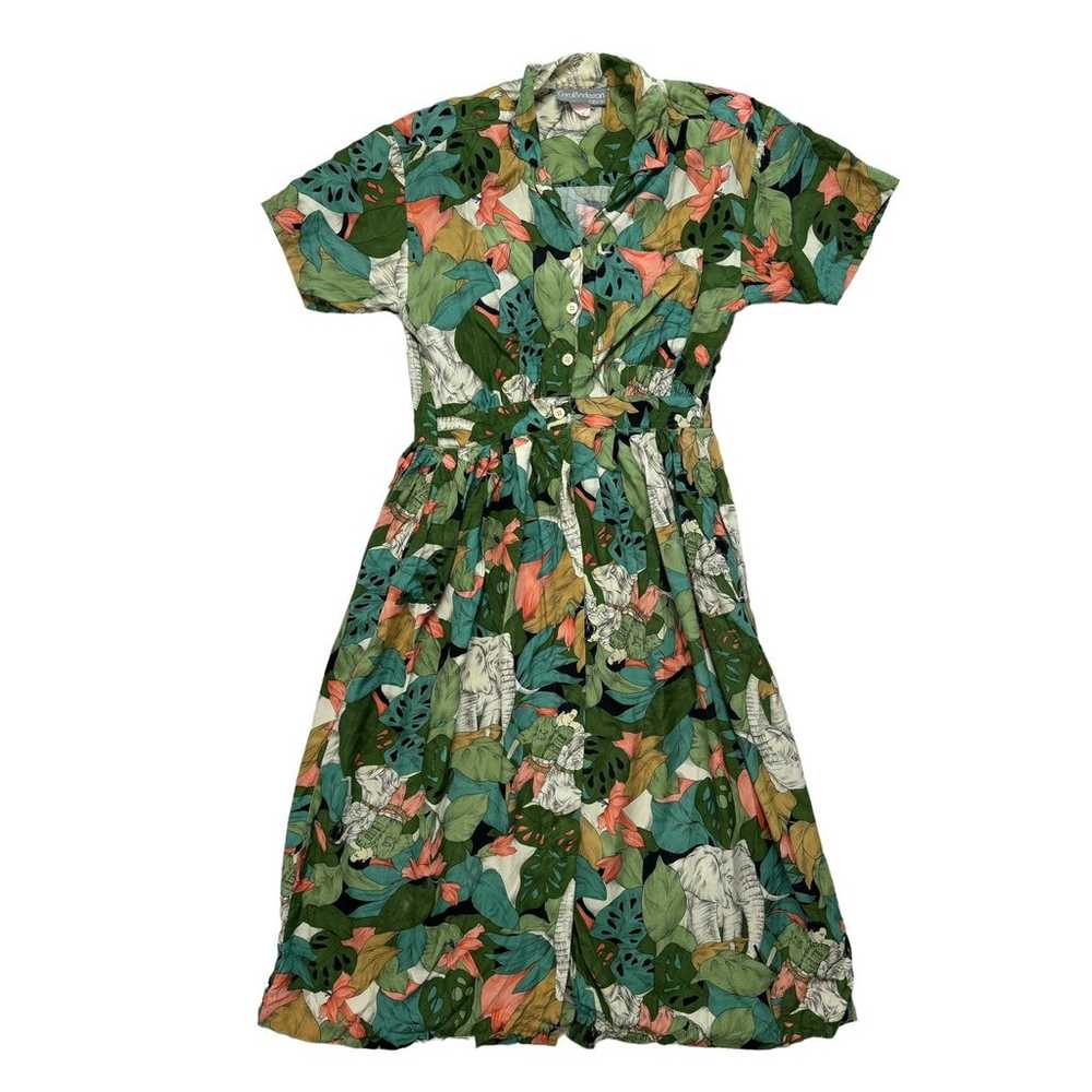 CAROL ANDERSON 80s Vintage Tropical Safari Dress … - image 4