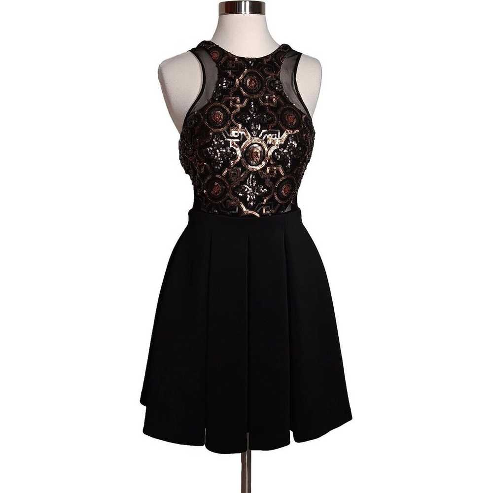 Faviana Fit And Flare Dress Women's Black Sequin … - image 1