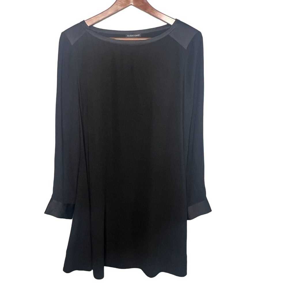 Eileen Fisher Dress Womens Small Black 100% Silk … - image 2