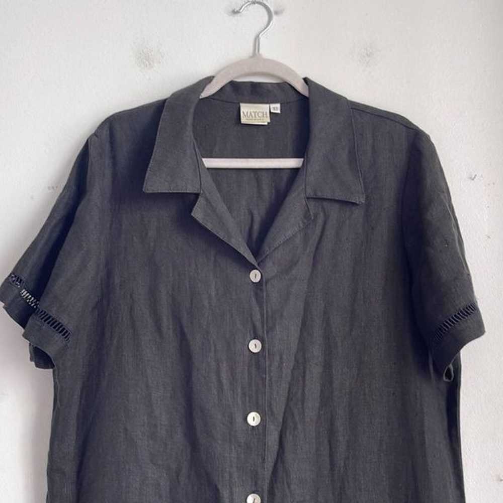 Vintage MATCH 100% linen short sleeve button down… - image 2