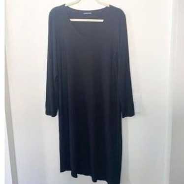 Eileen Fisher Black Asymmetric Midi Dress L - image 1