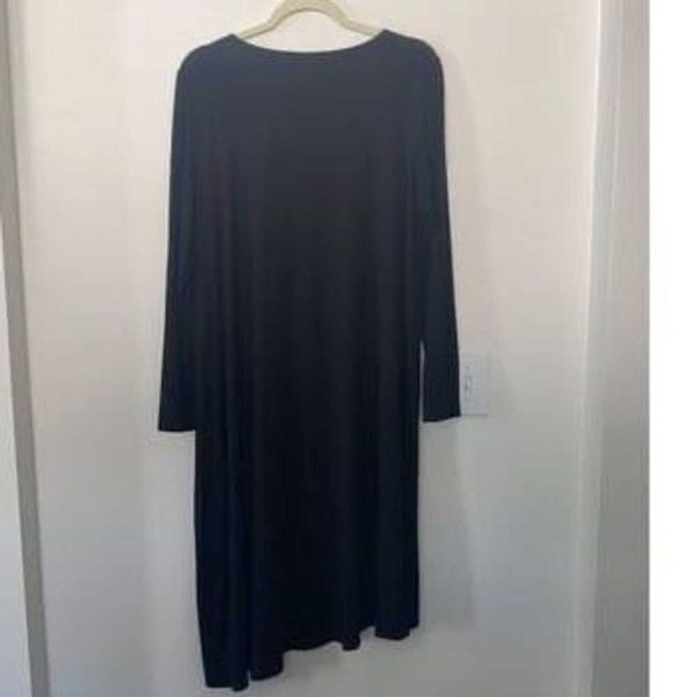 Eileen Fisher Black Asymmetric Midi Dress L - image 6