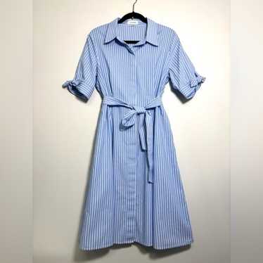 Calvin Klein Shirt Dress Cotton Striped Blue White