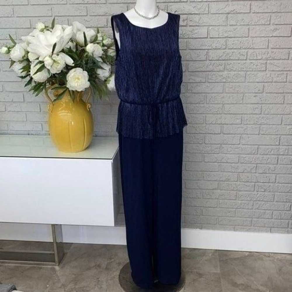 Connected Apparel Sleeveless Pleated Navy Jumpsui… - image 1