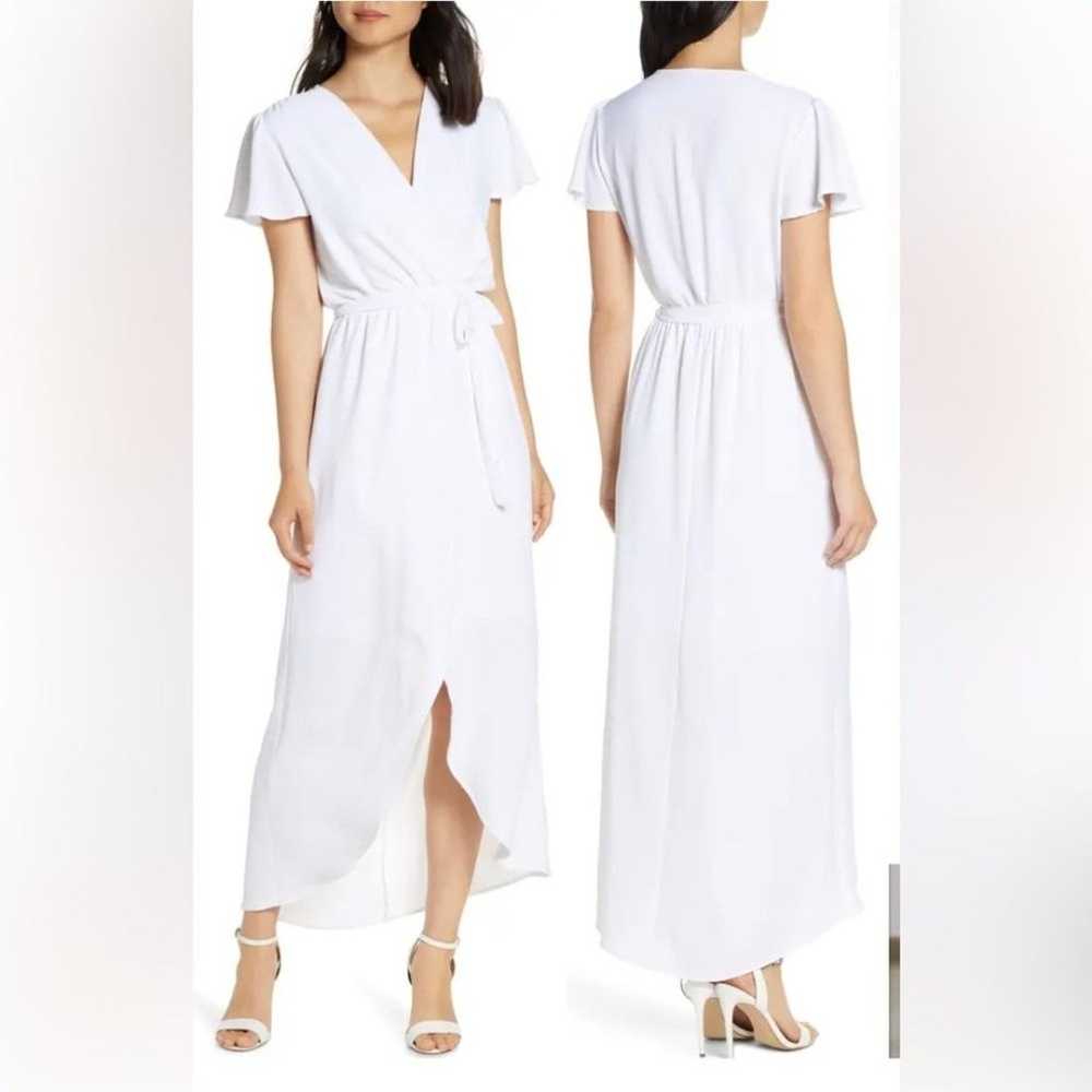 Fraiche By J Belted White Faux Wrap Belted Dress … - image 1