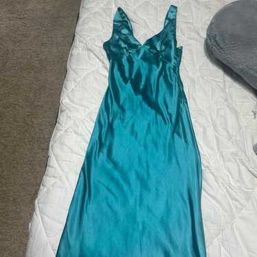 Princess Polly Teal Maxi Satin Dress - image 1