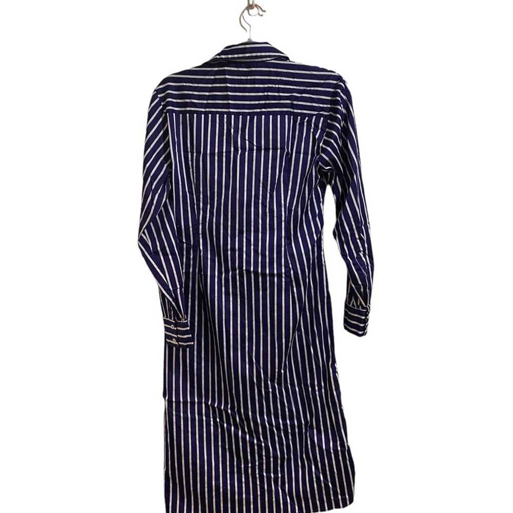 Zara Woman Blue Striped Button Front Midi Shirt D… - image 10