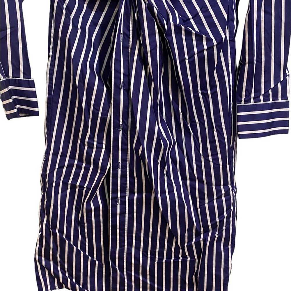 Zara Woman Blue Striped Button Front Midi Shirt D… - image 3