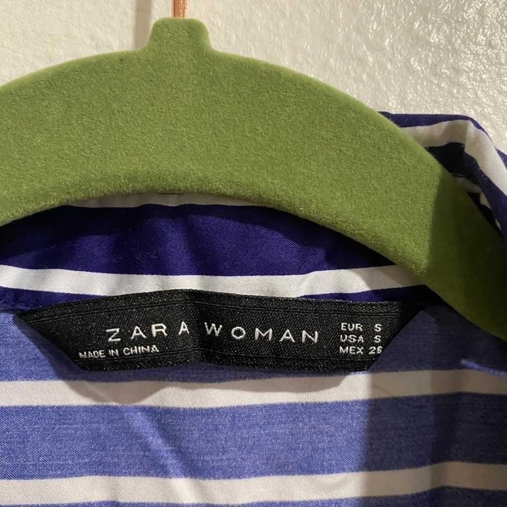 Zara Woman Blue Striped Button Front Midi Shirt D… - image 6