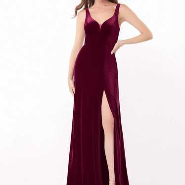 Azazie Verona Velvet Dress Cabernet