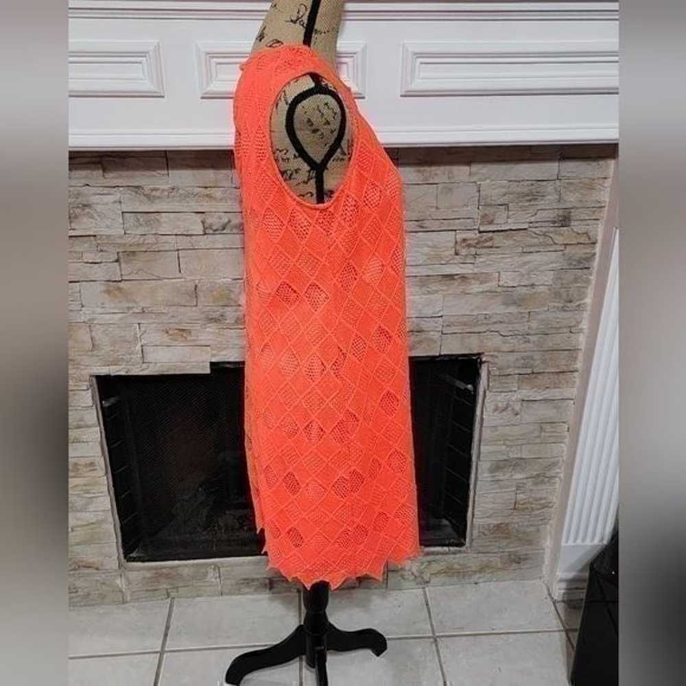 Donna Morgan Neon orange crocheted lace overlay d… - image 2