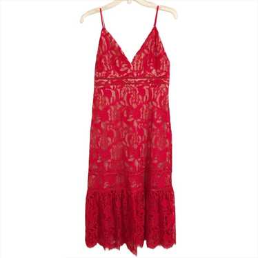 Lulus Red Strap Lace Cocktail Dress