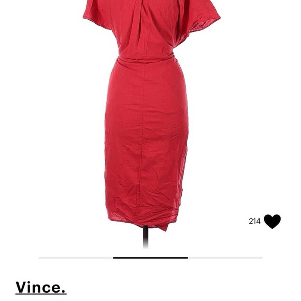 Vince coral red tie front dress - Medium - image 2