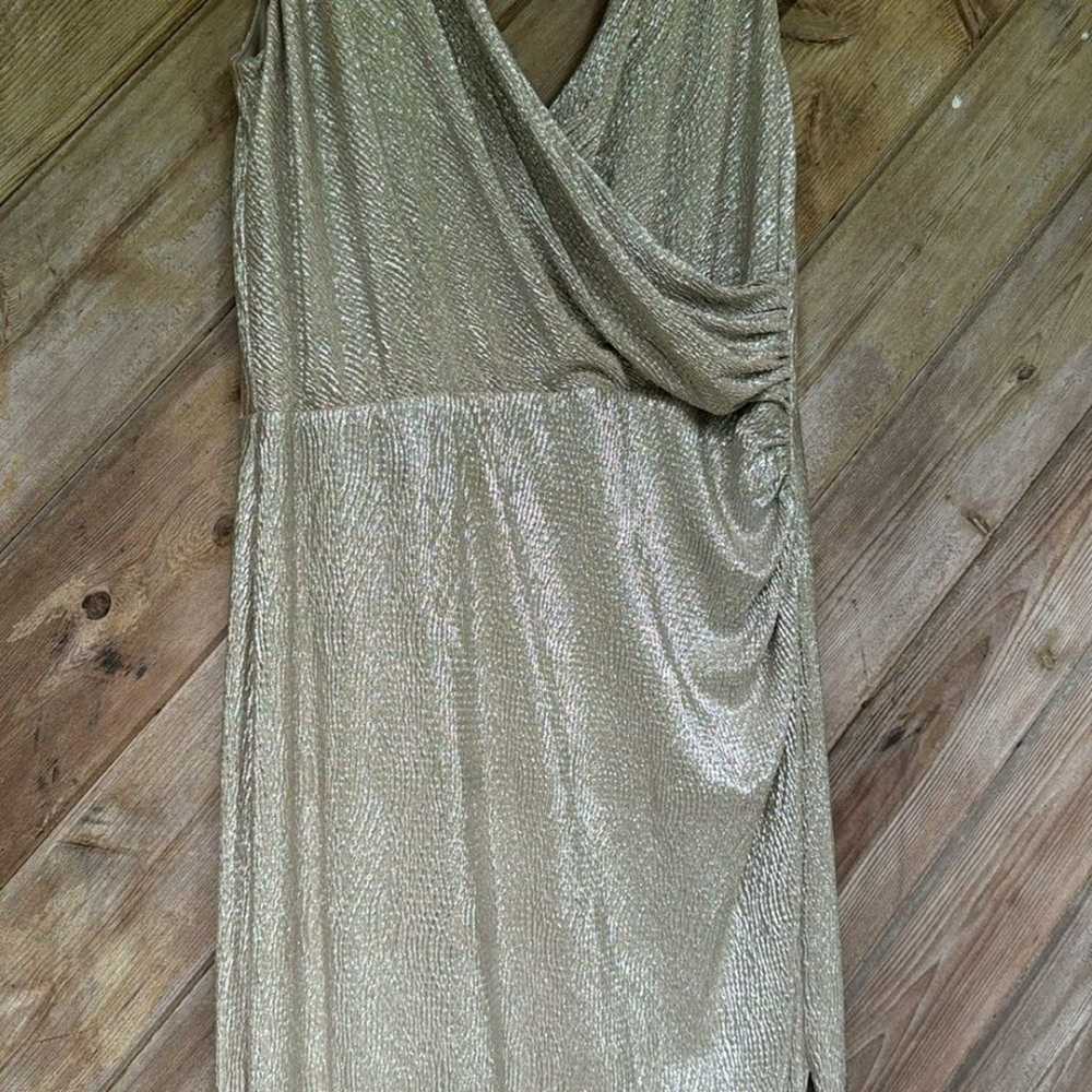 Ralph Lauren evening shiny gold textured gown siz… - image 3