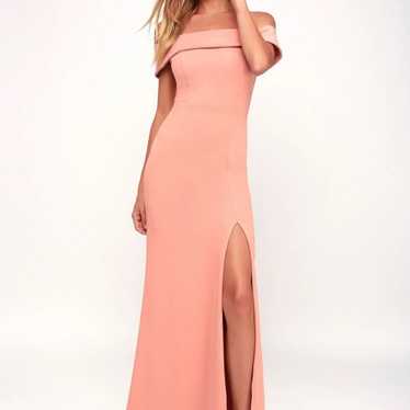 New Mauve Pink Off-the-Shoulder Maxi Dress
