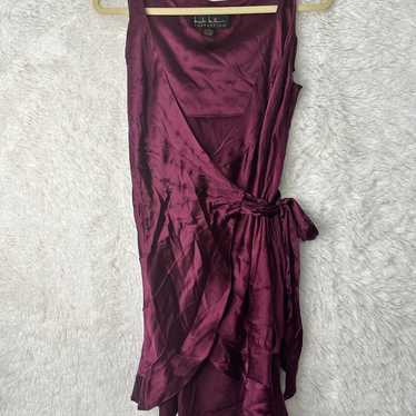 Nicole Miller Collection Silk Burgundy Wrap Dress… - image 1
