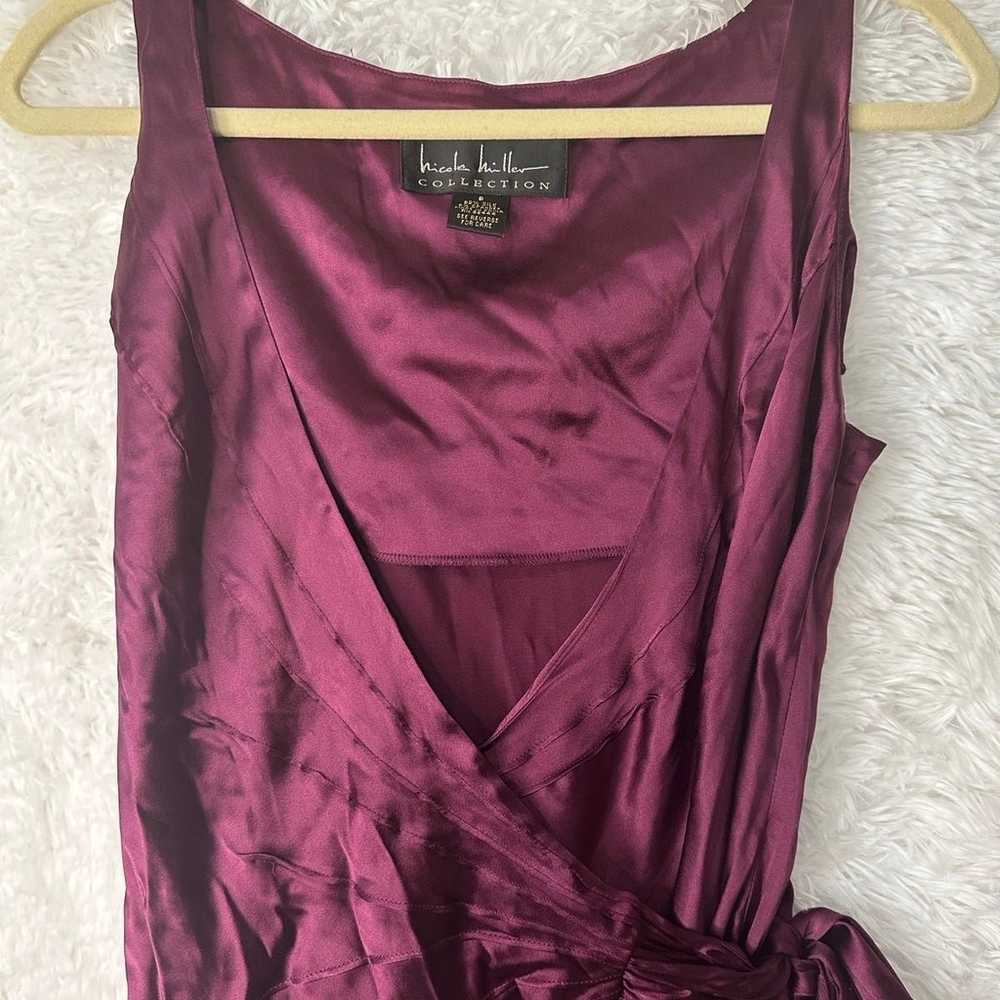 Nicole Miller Collection Silk Burgundy Wrap Dress… - image 3