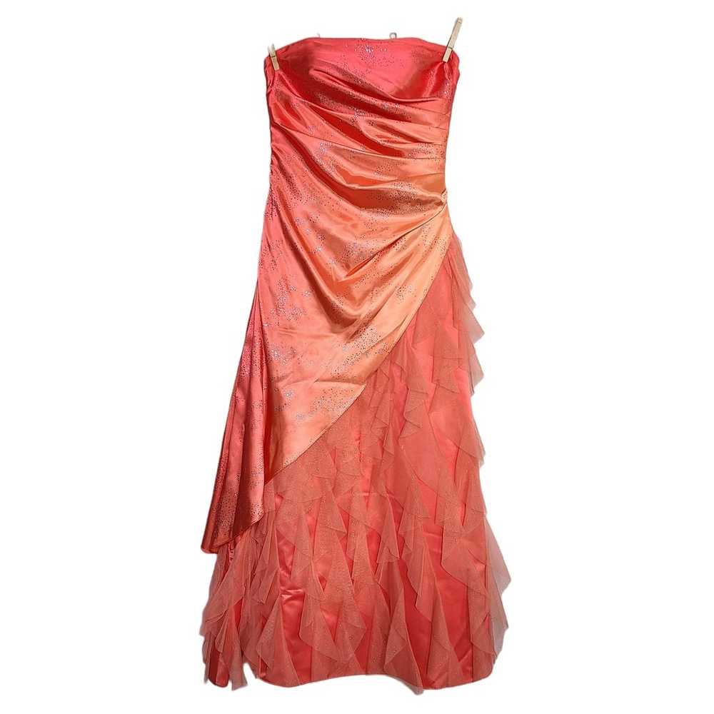 Y2K Prom Dress 7 8 Strapless Glitter Orange Jump … - image 1