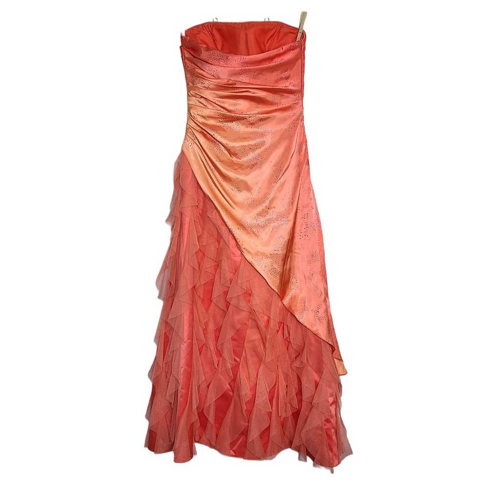 Y2K Prom Dress 7 8 Strapless Glitter Orange Jump … - image 2
