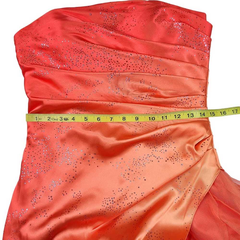 Y2K Prom Dress 7 8 Strapless Glitter Orange Jump … - image 3