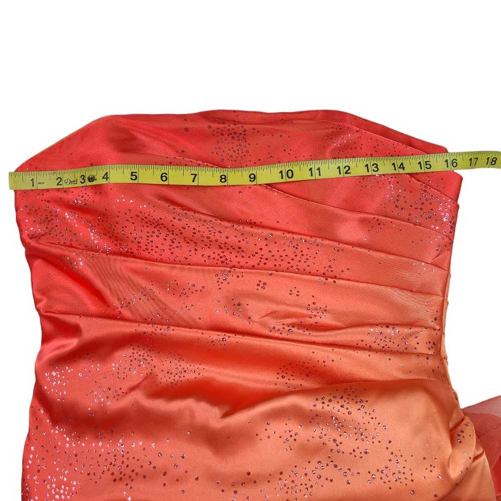 Y2K Prom Dress 7 8 Strapless Glitter Orange Jump … - image 4