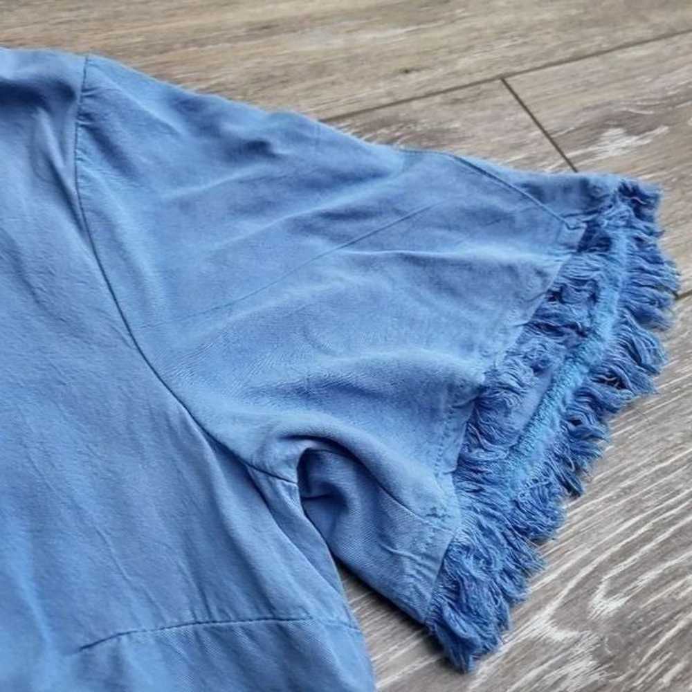 Maven West short sleeve A line dress, v neck blue… - image 2