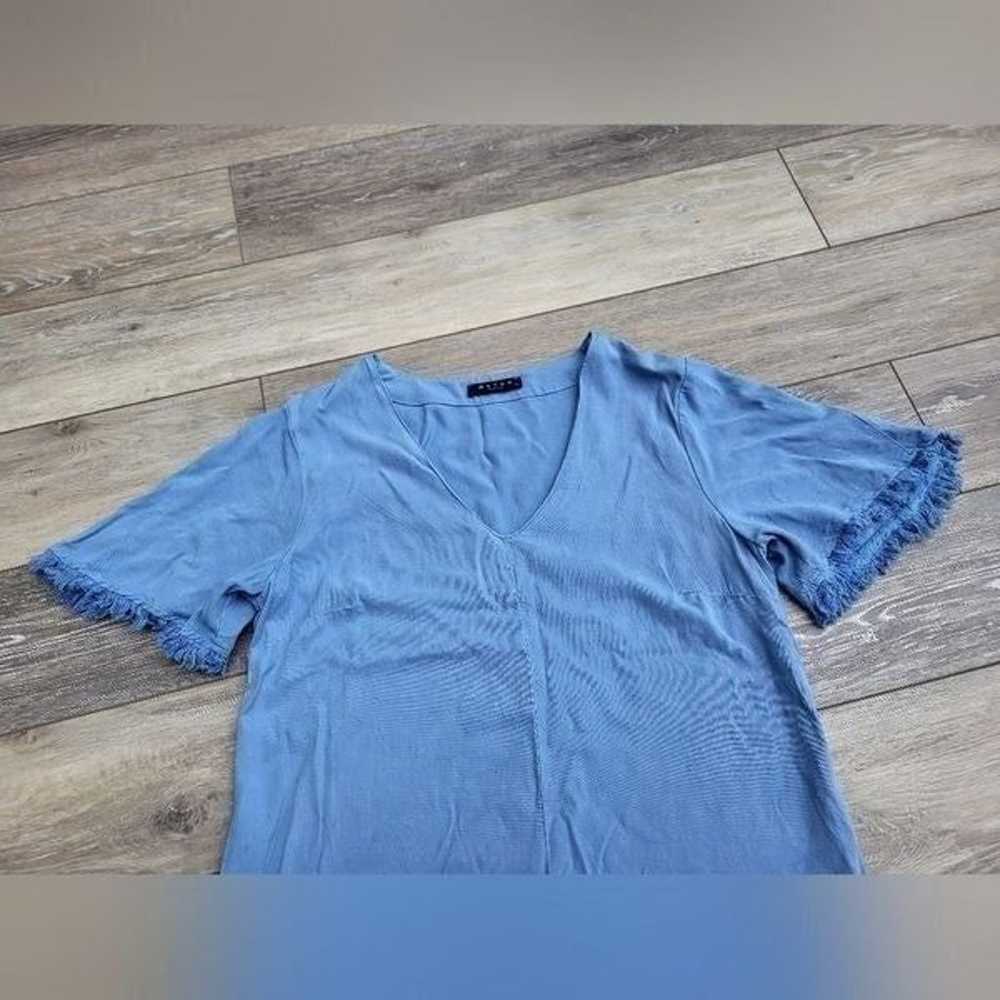 Maven West short sleeve A line dress, v neck blue… - image 3