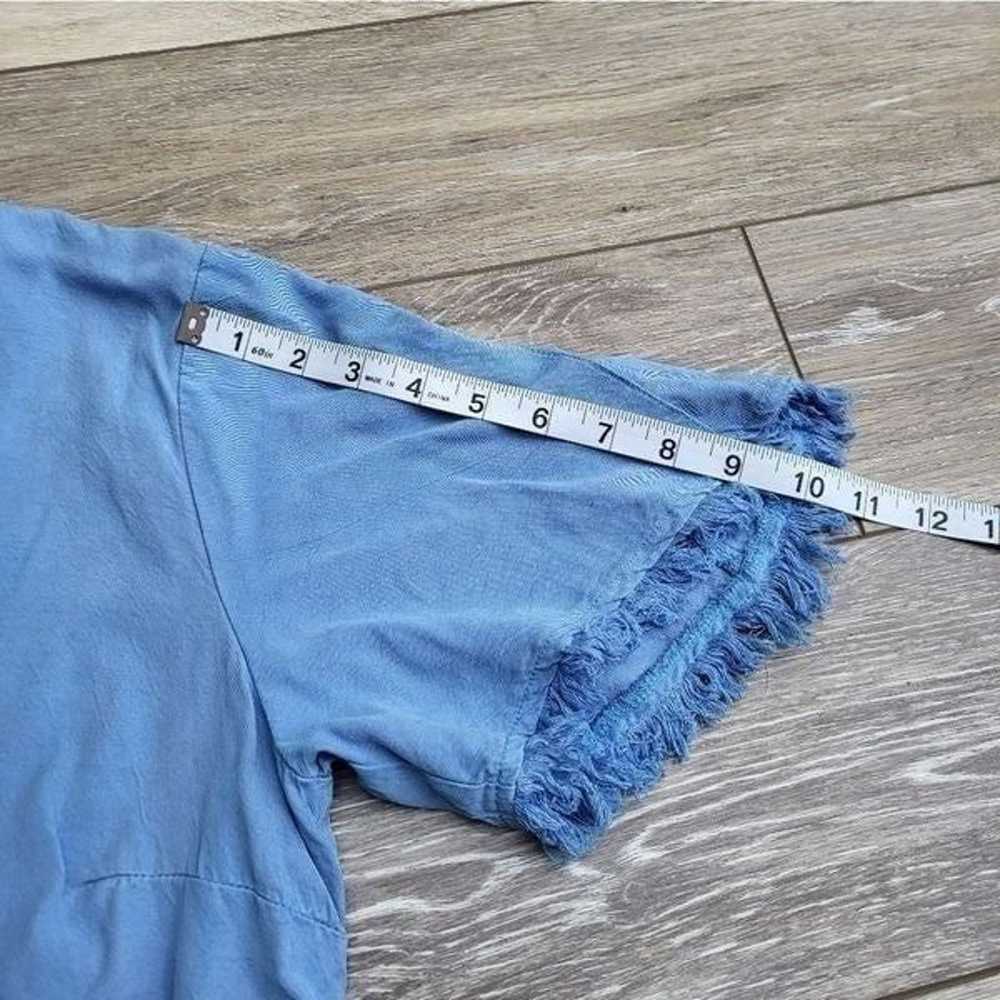 Maven West short sleeve A line dress, v neck blue… - image 4