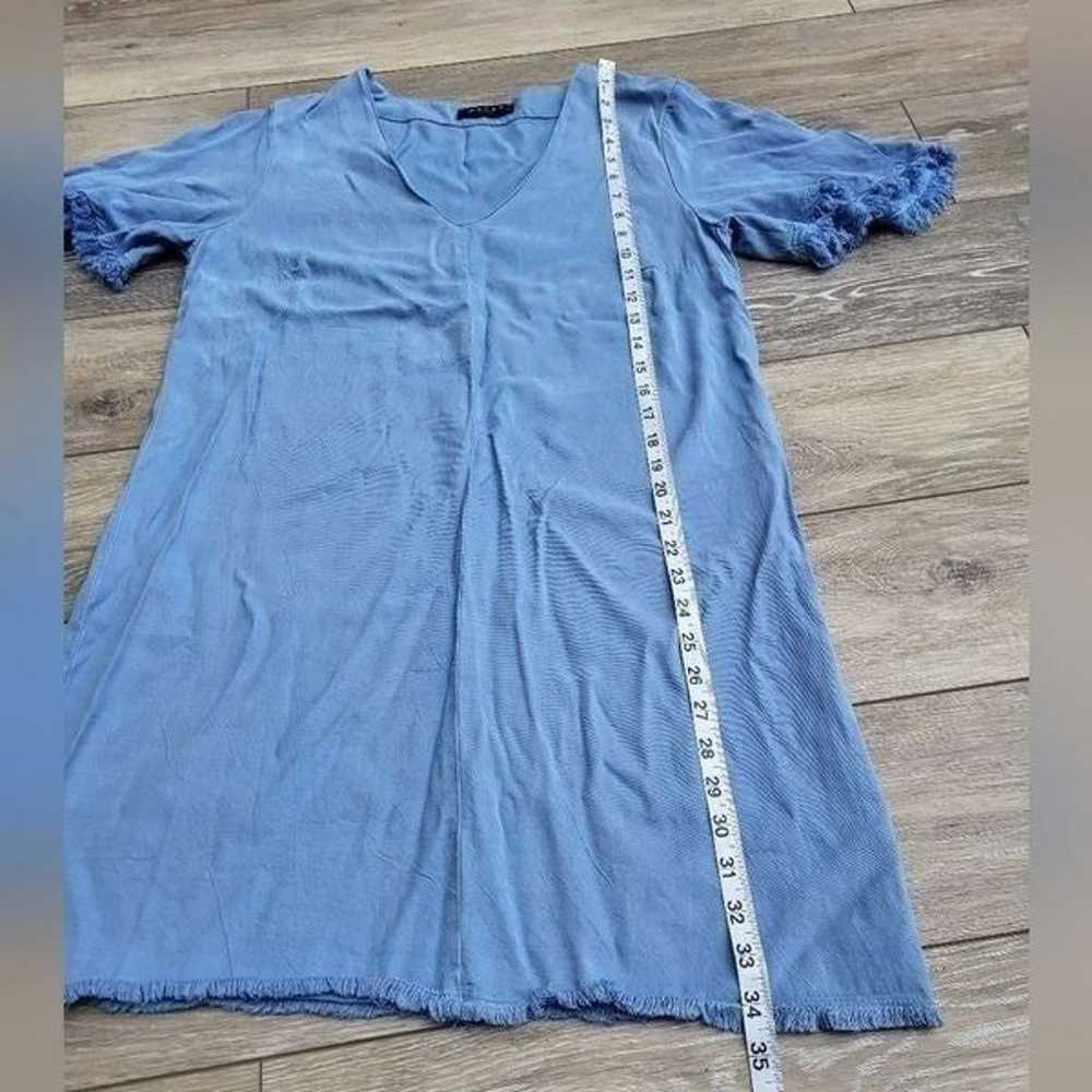 Maven West short sleeve A line dress, v neck blue… - image 5