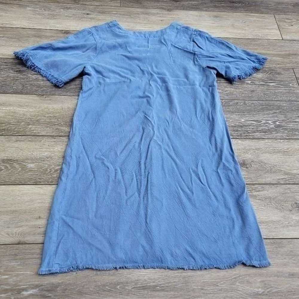Maven West short sleeve A line dress, v neck blue… - image 6