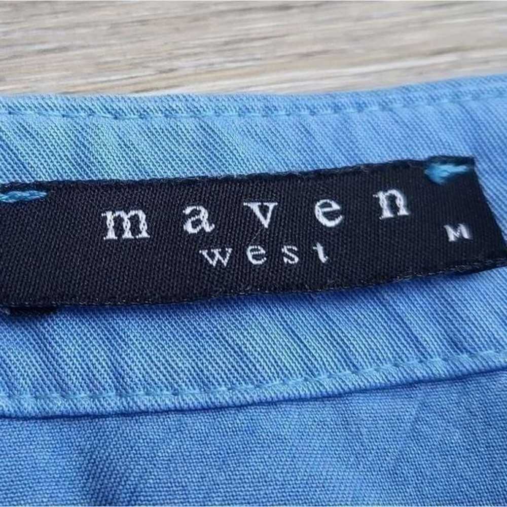 Maven West short sleeve A line dress, v neck blue… - image 8