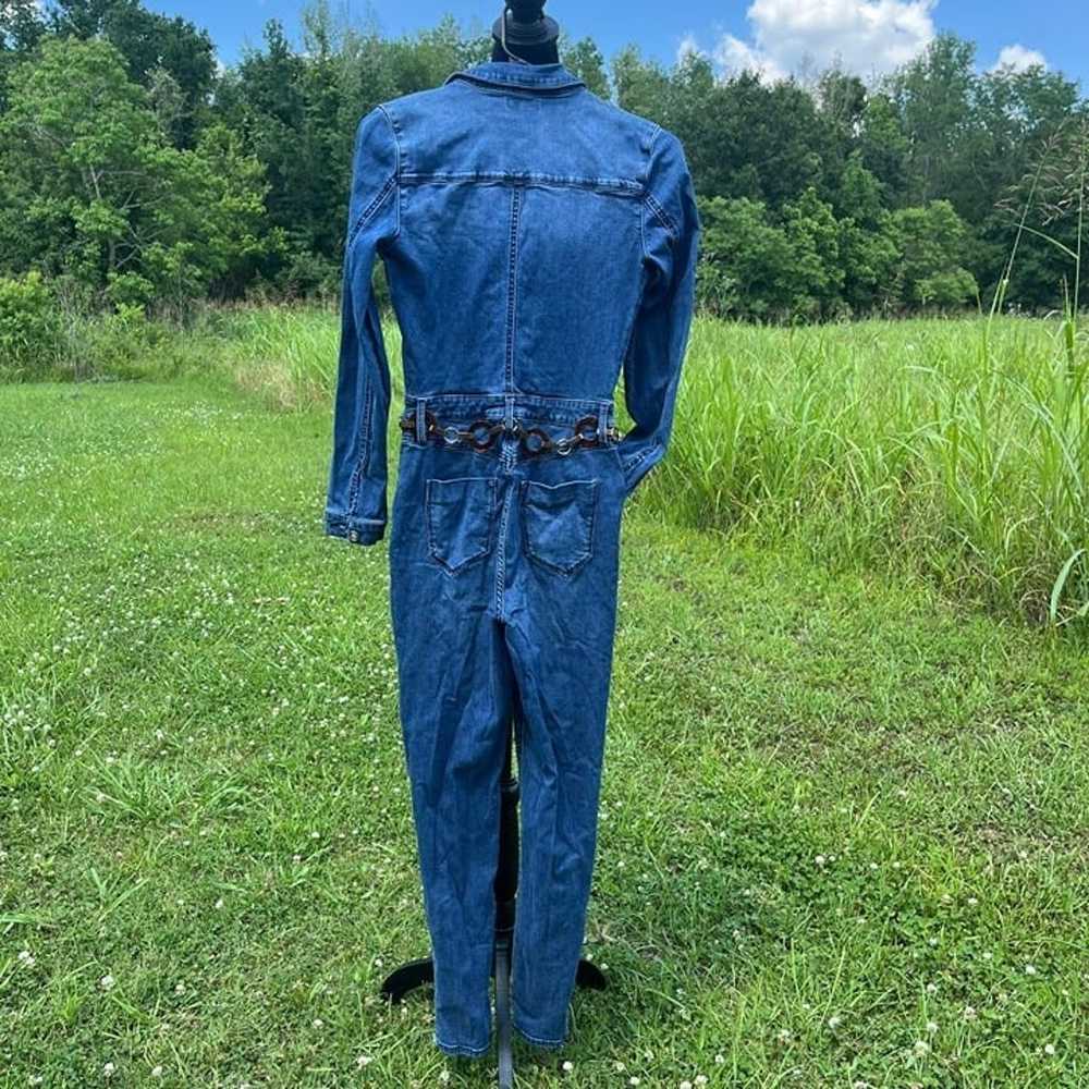 Bebe Denim Jumpsuit Zip Up Skinny Leg Long Sleeve… - image 3