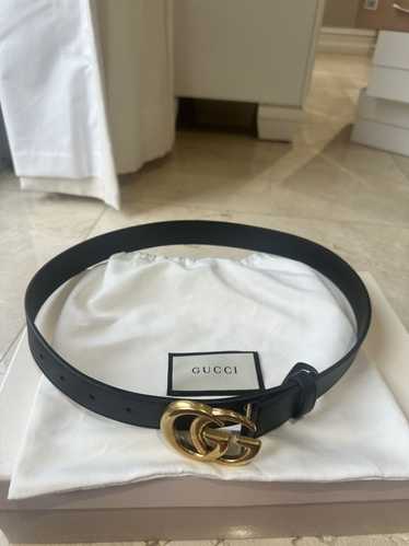 Gucci Black Gucci wide belt with gold detail