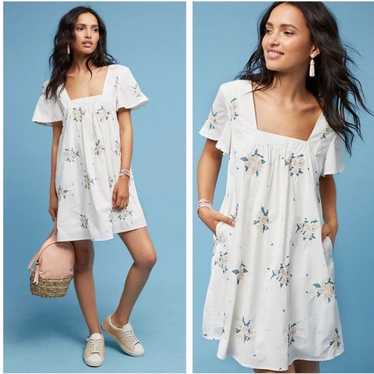 Anthropologie Maeve Amaira Embroidered Floral Squa
