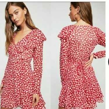 Free People Red & White Frenchie Wrap Dress Size S