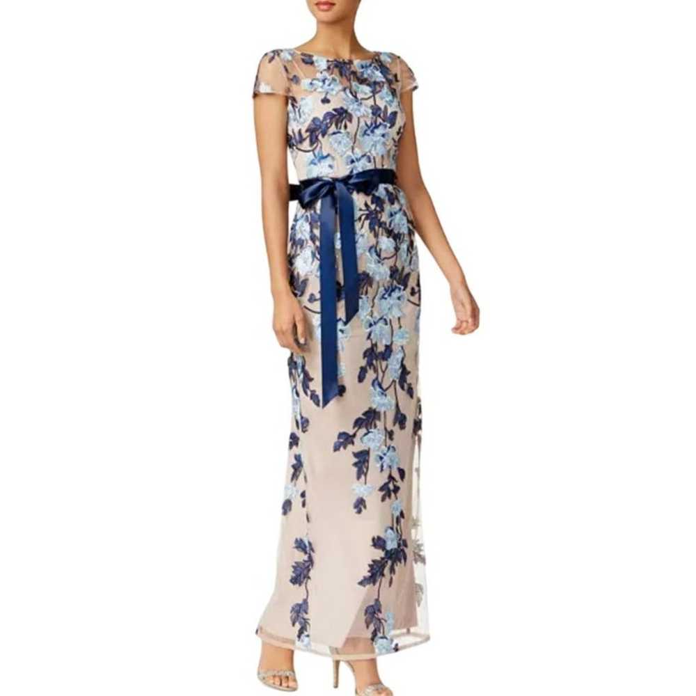 Adrianna Papell Embroidered Floral Mesh Gown - image 1