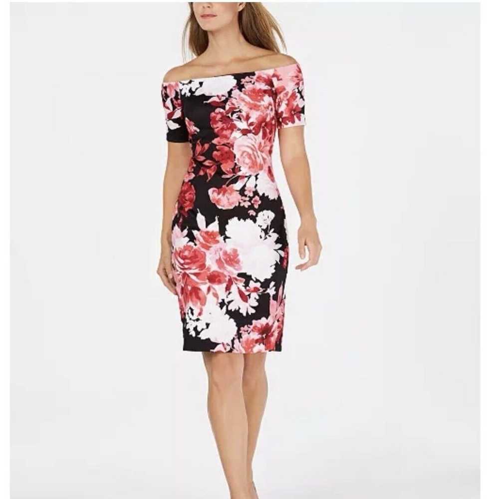 Calvin Klein Off-The-Should er Floral Scuba Dress… - image 3