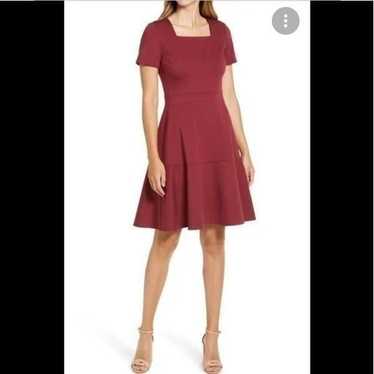 RACHEL PARCELL red Square Neck Fit & Flare Dress - image 1