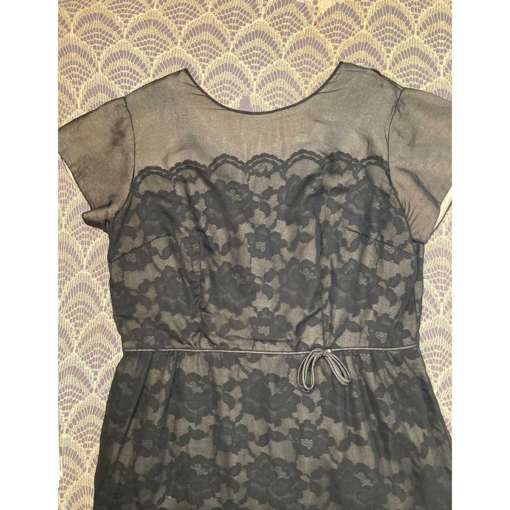 Vintage 60s Dress 1960s Black Silk Chiffon Wiggle… - image 5