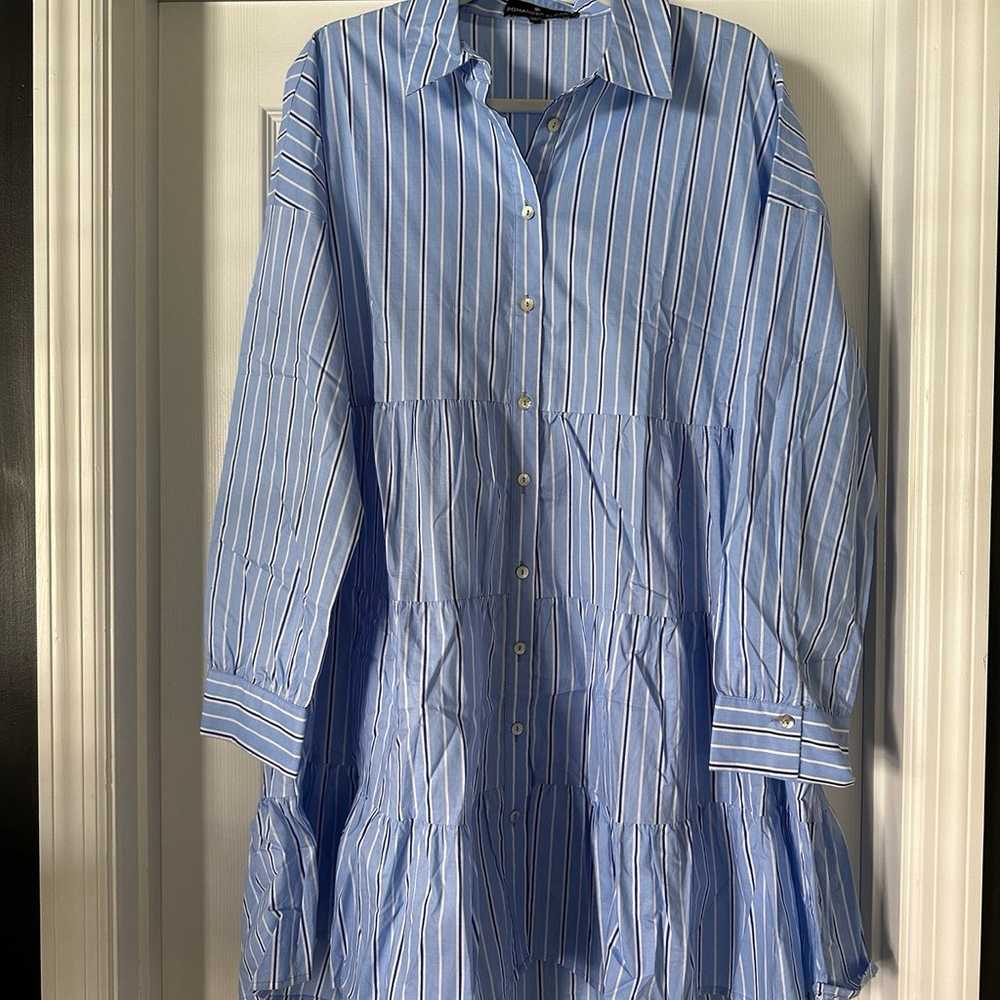 Shades of Blue striped Cara Dress size Large - image 5
