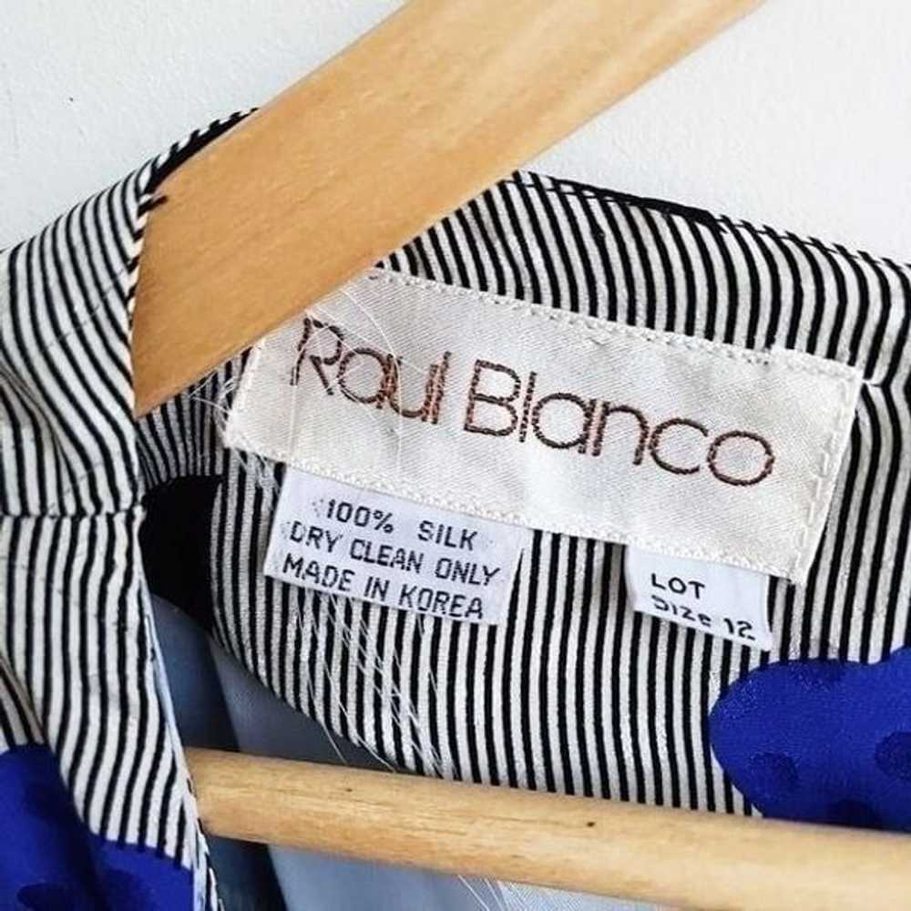 VINTAGE RAUL BLANCO | Stunning Silk Blue Poppy Dr… - image 7