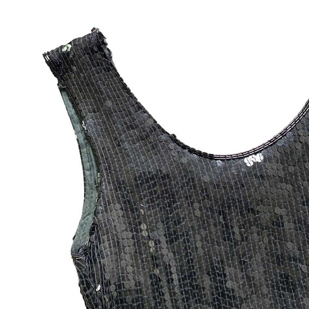 VINTAGE Black Sequin Slip Dress Size 6 - image 2