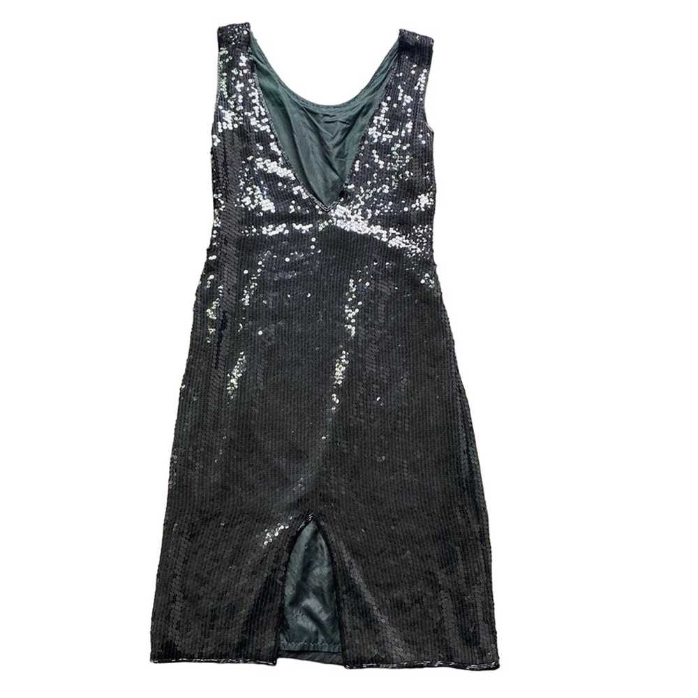 VINTAGE Black Sequin Slip Dress Size 6 - image 4