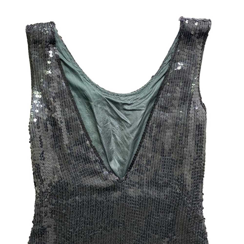 VINTAGE Black Sequin Slip Dress Size 6 - image 5