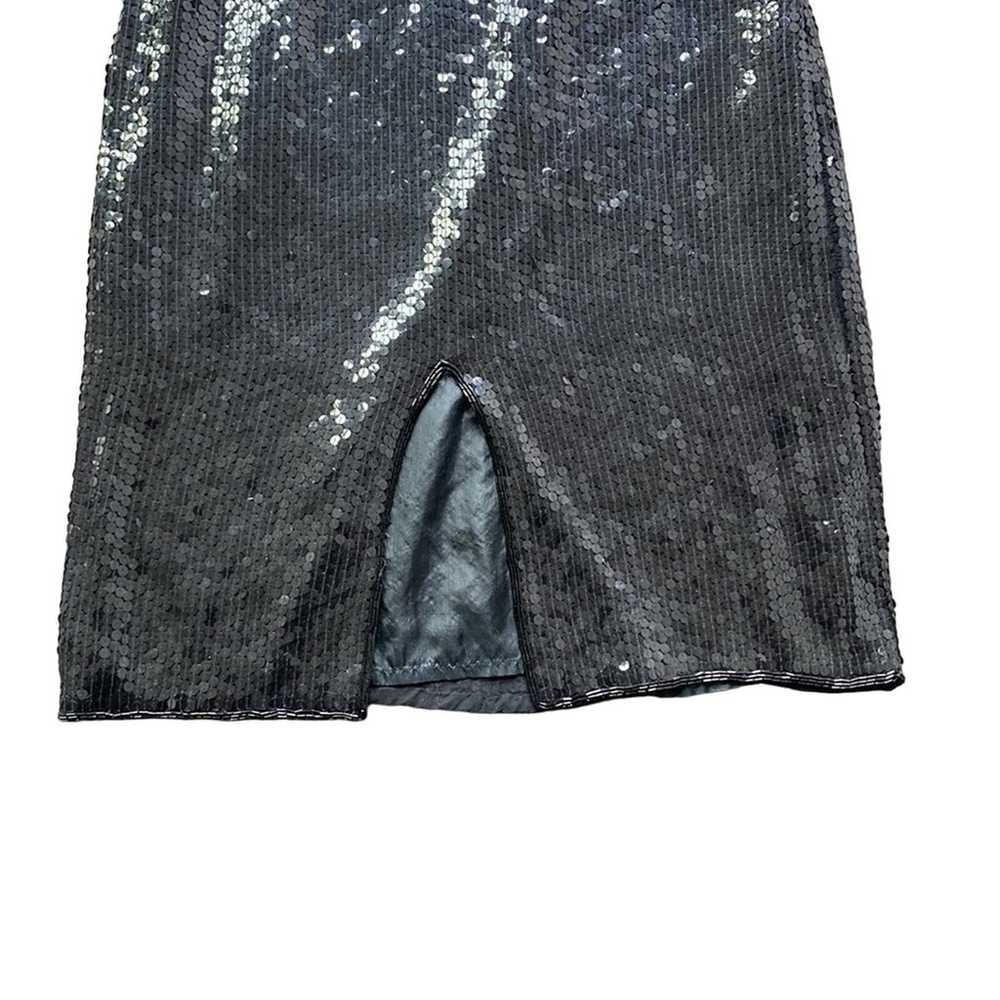 VINTAGE Black Sequin Slip Dress Size 6 - image 6